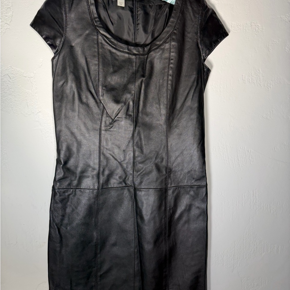 Boston Proper Black Leather Like  Mini Dress - Picture 3 of 15